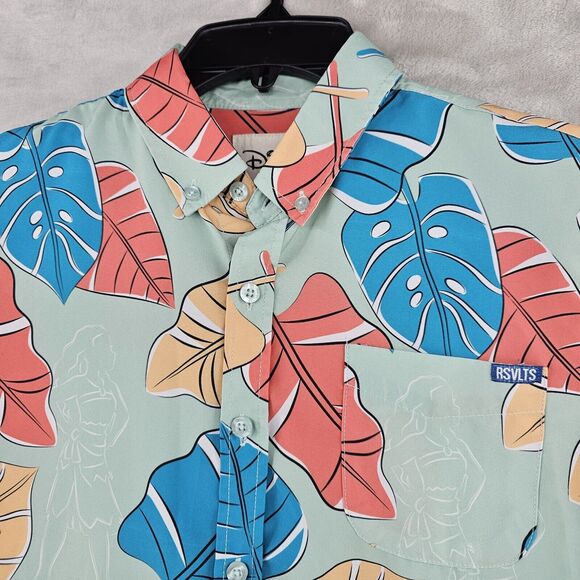 RSVLTS Disney Moana Of Motunui Kunuflex Button Shirt Hawaiian Leaf Blue Youth XL - Picture 2 of 9